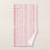 Roze Crème Strepen Bad Handdoek (Handdoek)