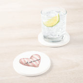 Roze Crème Strepen Hart Zandsteen Onderzetter (Zijkant)