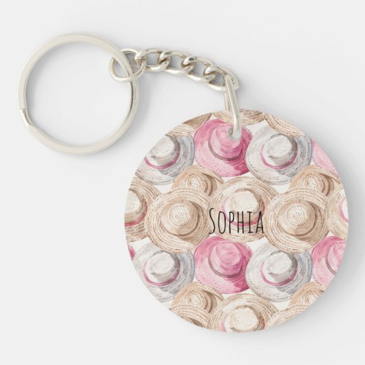 Roze Crème Strooien Haten Sleutelhanger (Voorkant)