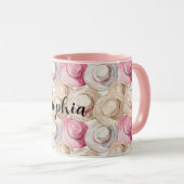 Roze Crème Strooien Hooien Mok (Voorkant rechts)