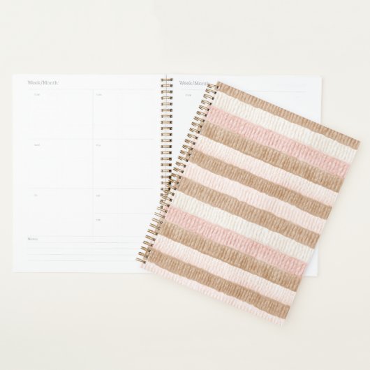 Roze Crème Tane Strepen Planner (Display)