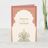 Roze Crème Traditionele Indische Boog Fotobruiloft (Voorkant)