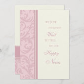 Roze Crème Trouwkaart Kaarten voor Elopement Aanko (Voorkant / Achterkant)