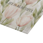 Roze Crème Tulpen Bloemen Bruiloft Snijplank (Hoek)