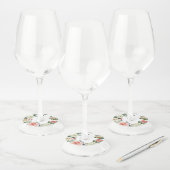 Roze & Crème Vintage Waterverf Bloem Wijnglaslabel (Set)