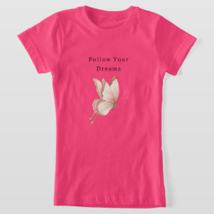 Roze Crème Vlinder Dromen T-shirt