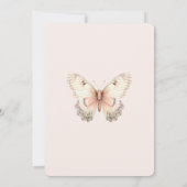 Roze Crème Vlinder Verjaardag Kaart (Achterkant)