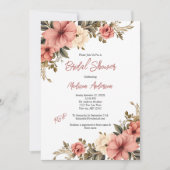 Roze Crème Waterverf Antiek Bloemen Vrijgezellenfe Kaart (Voorkant)