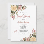 Roze Crème Waterverf  Bloemen Vrijgezellenfeest Kaart (Voorkant)