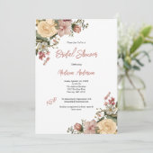 Roze Crème Waterverf  Bloemen Vrijgezellenfeest Kaart (Staand voorkant)