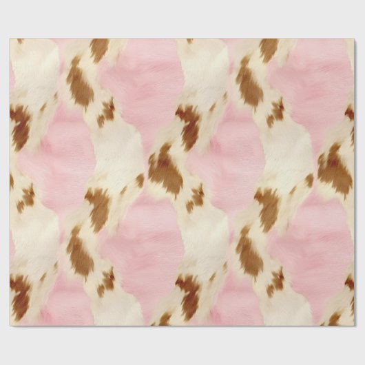 Roze crème wit bruin Koeienhuid Cadeaupapier (Vlak)