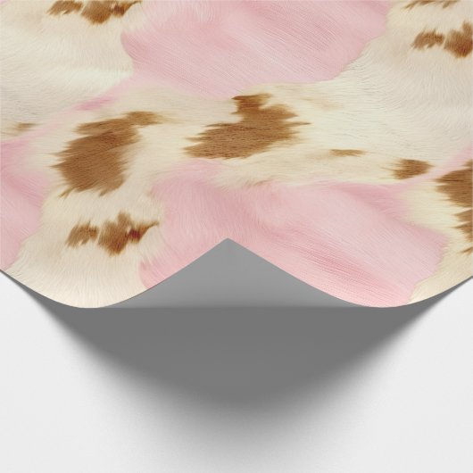 Roze crème wit bruin Koeienhuid Cadeaupapier (Hoek)