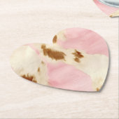 Roze crème wit bruin Koeienhuid Kartonnen Onderzetters (Gekanteld)