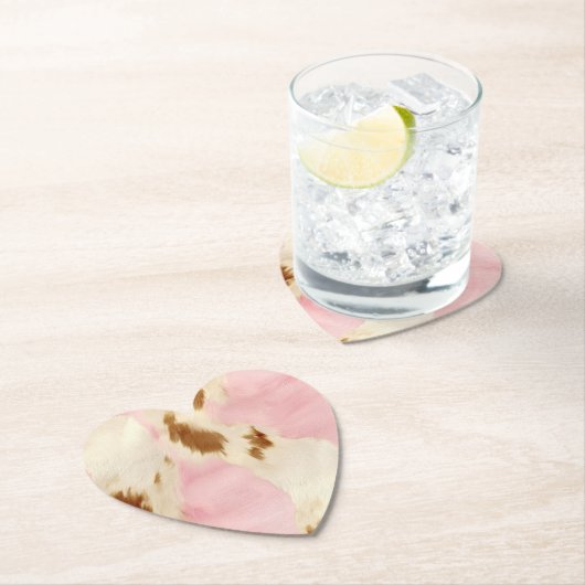 Roze crème wit bruin Koeienhuid Kartonnen Onderzetters (Insitu)