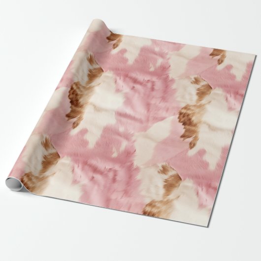 Roze crème wit dier cadeaupapier (Uitgerold)