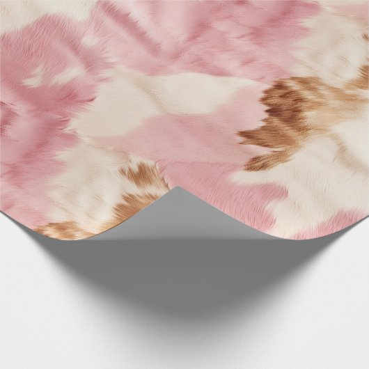 Roze crème wit dier cadeaupapier (Hoek)