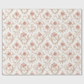 Roze Crème Witte Bloemachtige Bruiloftsdouche Cadeaupapier (Vlak)