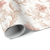 Roze Crème Witte Bloemachtige Bruiloftsdouche Cadeaupapier (Rol Hoek)