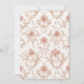 Roze Crème Witte Bloemige Bruiloftsdouche Kaart (Achterkant)