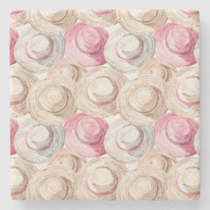 Roze Crème Witte Strohoeden Stenen Onderzetter