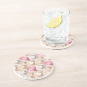 Roze Crème Witte Strohoeden Zandsteen Onderzetter (Zijkant)