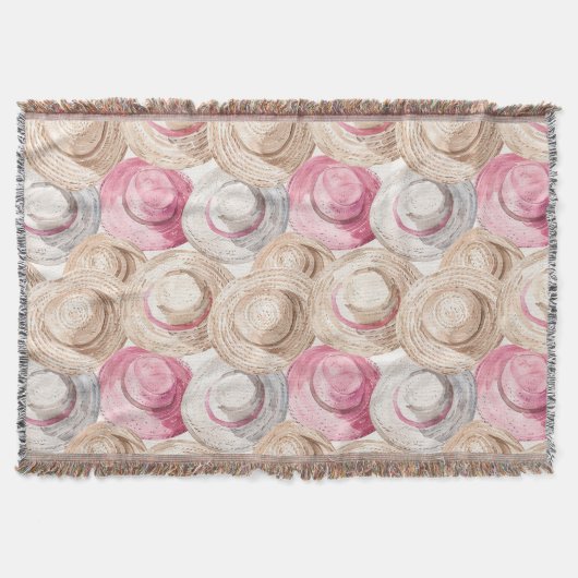 Roze Crème Witte Strooien Haten Deken (Voorkant)