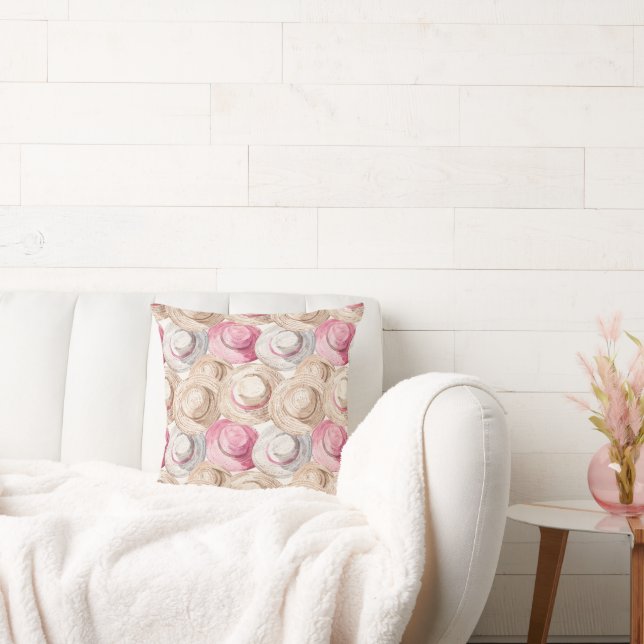 Roze Crème Witte Strooien Haten Kussen (Bank)