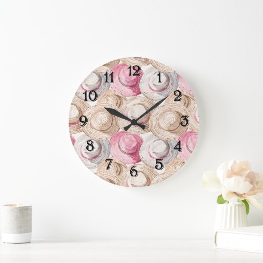 Roze Crème Witte Strooien Hoeden Grote Klok (Huis)