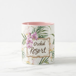 Roze Crème Witte Tropische Orchideeën Bloemen Reso Mok