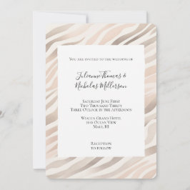 Roze Crème Zebra Animal Print Wedding Kaart