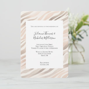 Roze Crème Zebra Animal Print Wedding Kaart