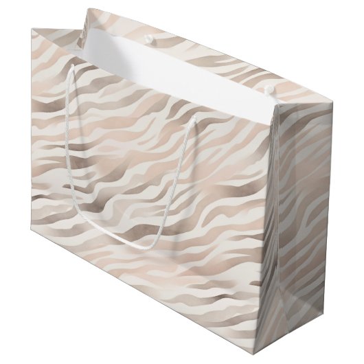 Roze Crème Zebra Dier Verjaardag Groot Cadeauzakje (Voorkant Gekanteld)