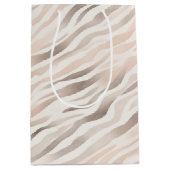 Roze Crème Zebra Dier Verjaardag Medium Cadeauzakje (Voorkant)