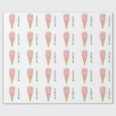 Roze crèmeconen personaliseren verpakkingspapier cadeaupapier (Vlak)