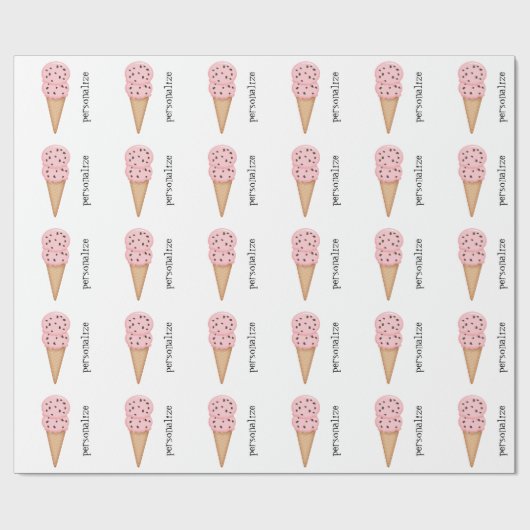 Roze crèmeconen personaliseren verpakkingspapier cadeaupapier (Vlak)