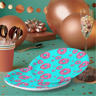 Roze crèmedonuts papieren bordje