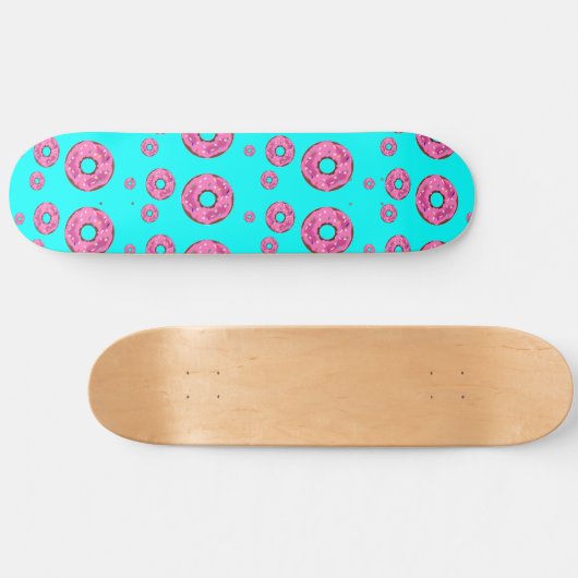 Roze crèmedonuts persoonlijk skateboard (Horizontaal)