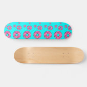 Roze crèmedonuts persoonlijk skateboard (Horizontaal)