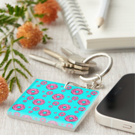 Roze crèmedonuts sleutelhanger
