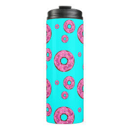 Roze crèmedonuts thermosbeker