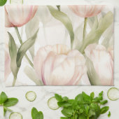 Roze Crèmekleurige Tulp Bloemrijke Bruids Bruiloft Theedoek (Gevouwen)