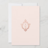Roze Crest Bruiloft Monogram  Roos Goud Kaart (Achterkant)