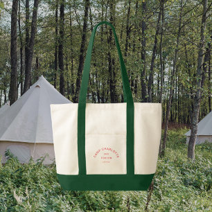 Roze Crest Camp Thema Bachelorette Bos Groen Tote Bag