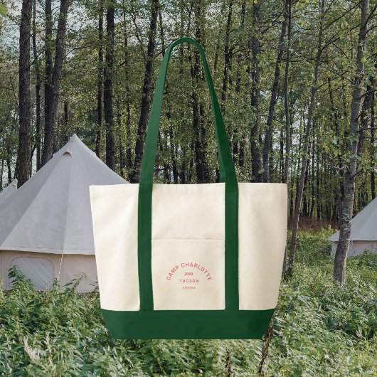 Roze Crest Camp Thema Bachelorette Bos Groen Tote Bag