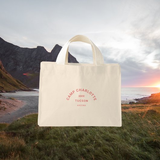 Roze Crest Camp thema vrijgezellenfeest Mini Tote Bag