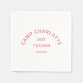 Roze Crest Camp thema vrijgezellenfeest Servet (Voorkant)