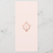 Roze Crest Roos Goud Vintage Bruiloft Monogram Menu (Achterkant)