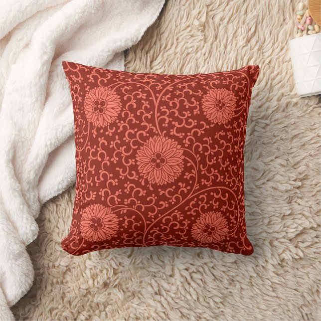 Roze & Crimson Boho  bloemmotief Kussen (Deken)