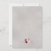 Roze & Crimson Rozen met Monogram Bruiloft Kaart (Achterkant)