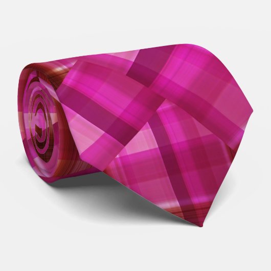 Roze Crisscross gecontroleerd Tartan Stropdas (Opgerold)